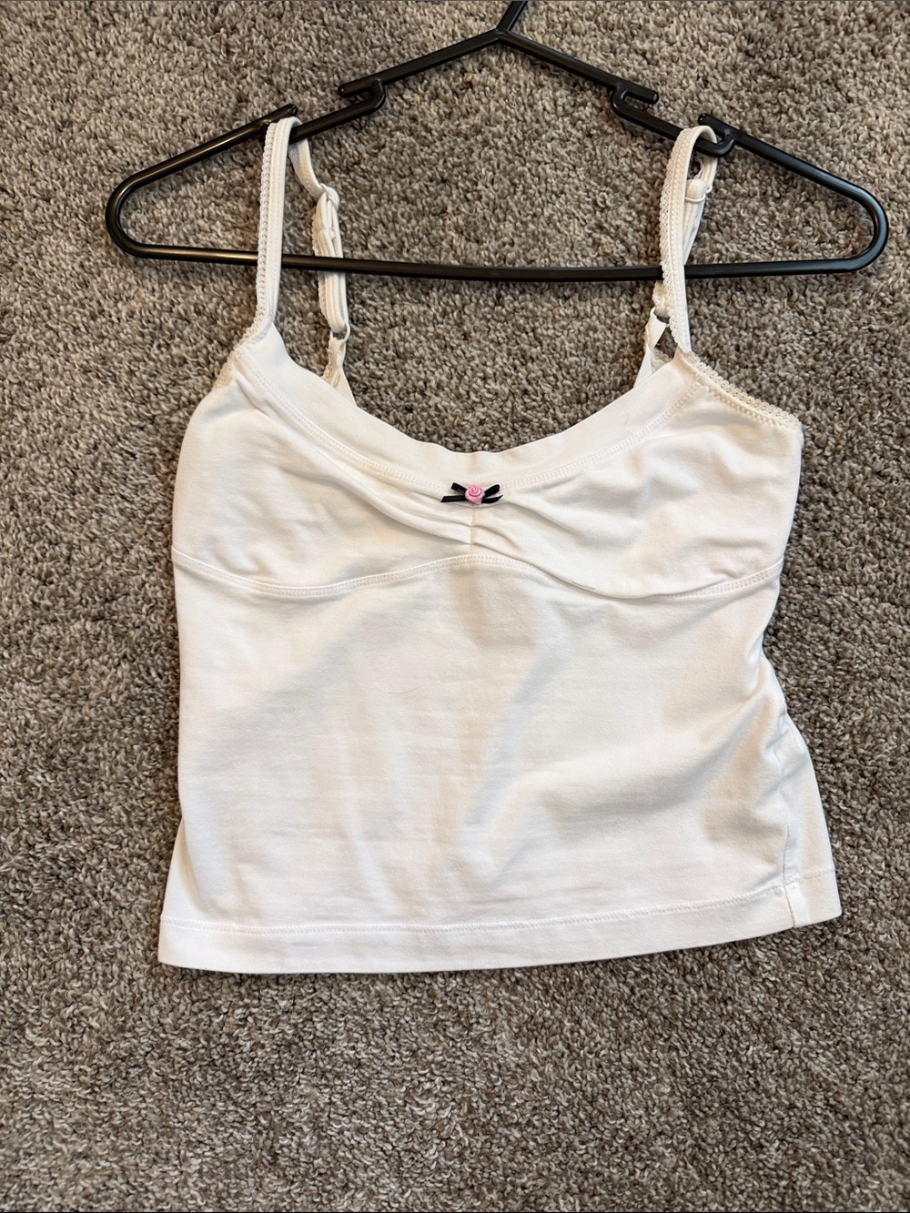 Free People White Camisole with Flower/Bow Detail